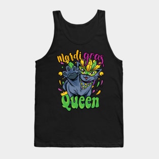 Mardi Gras Kitty Queen with Mask and Beads Tank Top